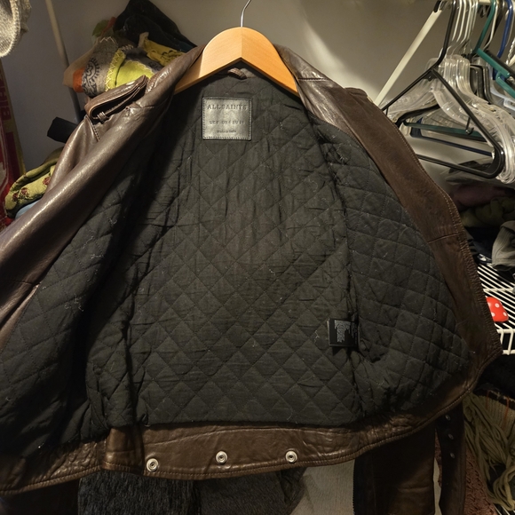 All Saints Dark Brown Leather Jacket - Picture 7 of 8